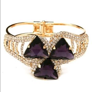 Elegant Gold Purple 3 Triangle Cuff Bracelet